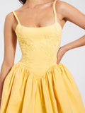 KADI YELLOW COTTON CORSET MINI DRESS