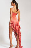 ZAIRA CORAL LACE SATIN CORSET DRESS