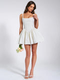 KADI WHITE COTTON DROP WAIST MINI DRESS