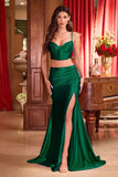 TWO PIECE SATIN FITTED GOWN