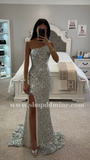 SEQUIN ONE SHOULDER LONG GOWN