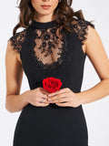 QUINELLA BLACK LACE BLACKLESS MINI DRESS