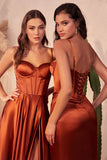 A LINE SATIN BUSTIER MAXI DRESS