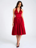 Cara Red Plunging Halter Backless Maxi Dress