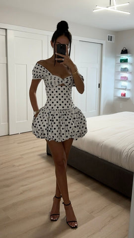 UMIKA POLKA DOT BUBBLE HEM MINI DRESS