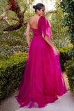 ONE SHOULDER MAGENTA A LINE GOWN