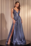 GLIMMERING STRETCH SATIN A LINE GOWN