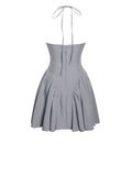 MELODY GRAY STRIPE HALTER DROP WAIST MINI DRESS