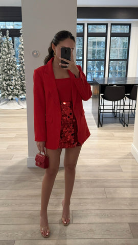 RED SEQUIN MINI SKIRT