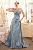 PLEATED ORIGAMI LIQUID TAFFETA GOWN