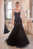 STRAPLESS LACE TULLE MERMAID GOWN