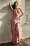 STRAPLESS LUXE SATIN FITTED GOWN