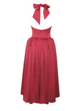 Cara Red Plunging Halter Backless Maxi Dress