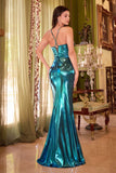 FITTED TEAL METALLIC GOWN