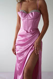 EMBELLISHED SATIN CORSET GOWN