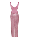 JULIANA PINK CORSET SEQUIN MAXI DRESS