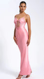 ZINA SALMON PINK LACE MAXI DRESS