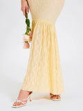 ERSILIA PALE YELLOW LACE CORSET MAXI GOWN