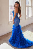 FULLY EMBELLISHED FEATHER MERMAID GOWN