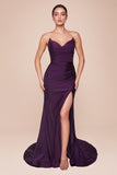 STRAPLESS STRETCH SATIN FITTED GOWN