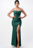 HUNTER GREEN SATIN GOWN