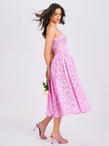 Lorena Pink Lace Drop Waist Midi Sundress