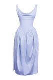 REINA BLUE DROP WAIST CORSET MIDI DRESS