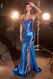 STRAPLESS SATIN CORSET GOWN