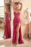 FUCHSIA DAISY EMBELLISHED SATIN CORSET GOWN