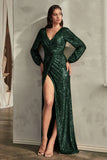 LONG SLEEVE SEQUIN GOWN