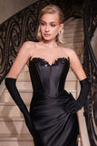 STRAPLESS SATIN CORSET GOWN