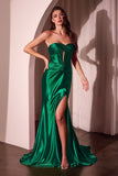 SATIN STRAPLESS FITTED GOWN