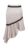 YAVI BEIGE LACE TRIM SATIN SKIRT