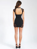 QUINELLA BLACK LACE BLACKLESS MINI DRESS