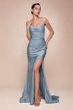 STRAPLESS STRETCH SATIN FITTED GOWN