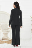 Lapel Collar Long Sleeve Blazer and Pants Set