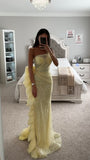 ONE SHOULDER EMBELLISHED YELLOW GOWN