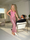 JULIANA PINK CORSET SEQUIN MAXI DRESS