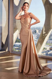 ONE SHOULDER STRETCH SATIN GOWN