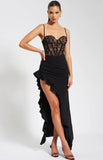 JULIA BLACK LACE CORSET MAXI DRESS