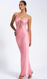 ZINA SALMON PINK LACE MAXI DRESS