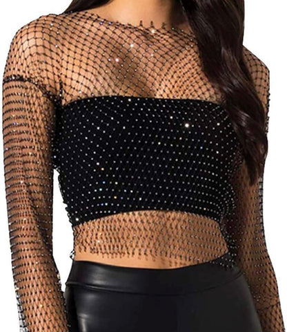 RHINESTONE LONG SLEEVE TOP