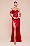 ONE SHOULDER SATIN CORSET GOWN