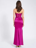 Everleigh Fuchsia Lace Satin Corset Maxi Dress