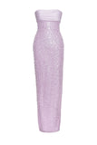 LAINEY PURPLE SATIN SEQUIN PEARL BEADED MAXI DRESS