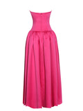 WALTERINA FUCHSIA SATIN STRAPLESS CORSET GOWN