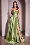 STRAPLESS A LINE SATIN GOWN