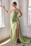 EMBELLISHED LACE AND SATIN FITTED GOWN