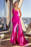 ONE SHOULDER STRETCH SATIN GOWN