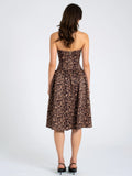 CHEETAH PRINT STRETCHY STRAPLESS MIDI DRESS